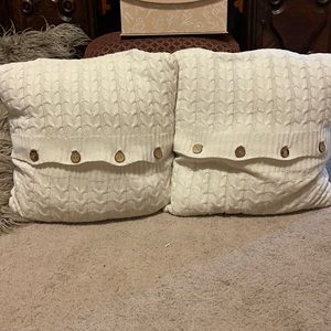 18 x 18 off white cable knit throw pillow cases - set of 2